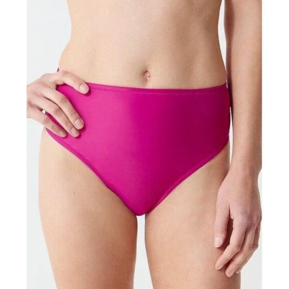 NWT J. Crew High‎ Rise Pink Bikini Bottom Radiant Fuchsia Swimsuit S